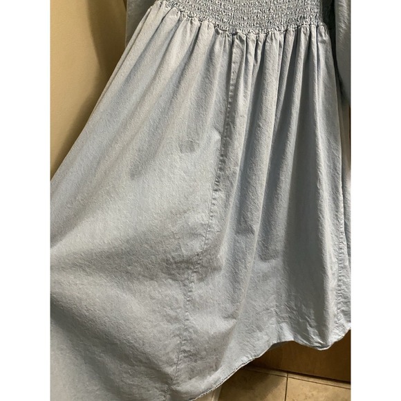 Eloquii Smoked Bodice Chambray Puff Sleeve Light Wash Denim Dress Size 20 Thick - Picture 12 of 15